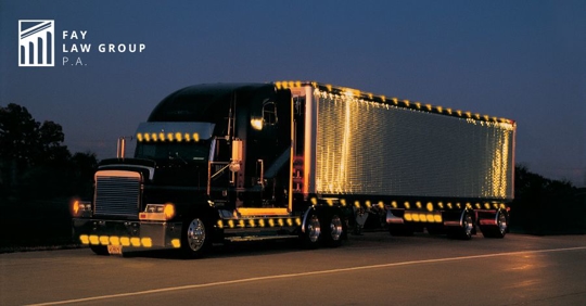 truck driving at night